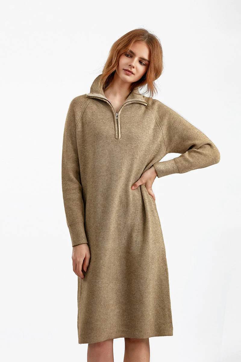 Zipper Pullover Sweater Dress - Image 5