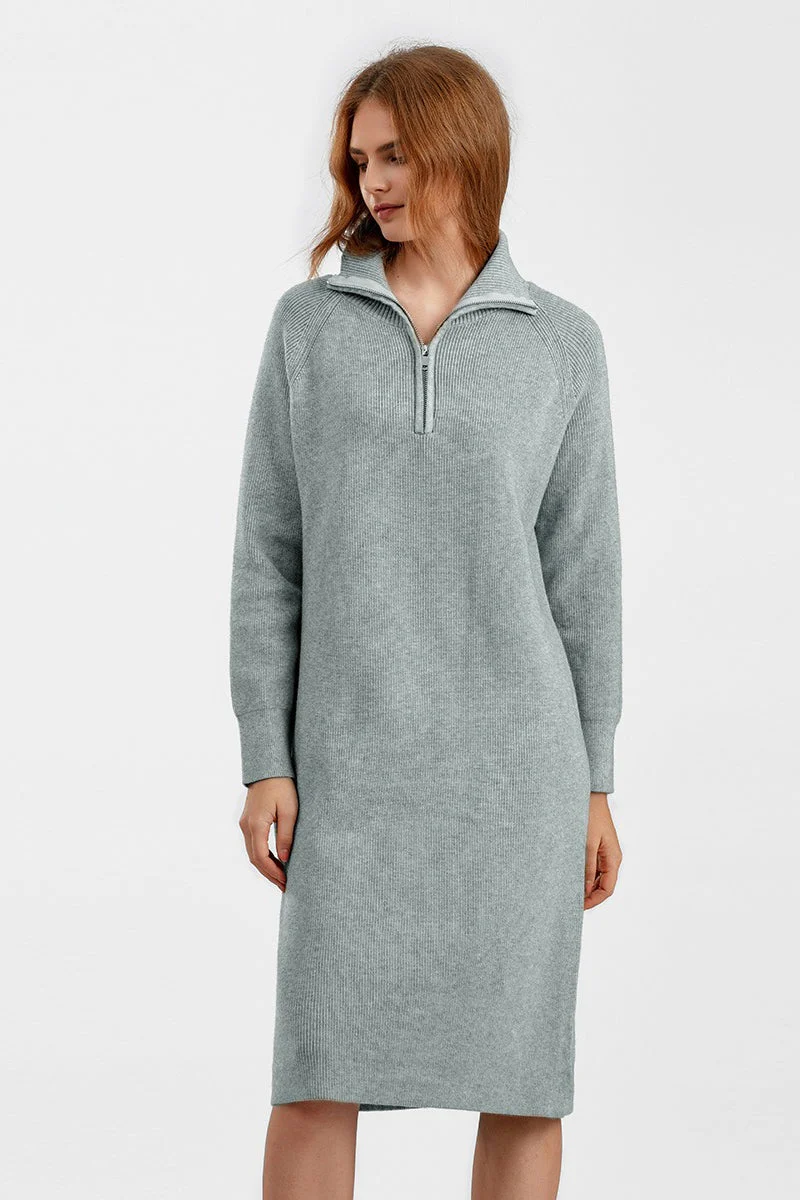 Zipper Pullover Sweater Dress - Image 6