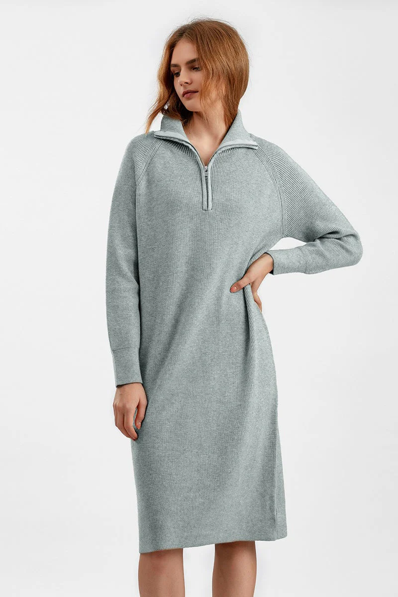 Zipper Pullover Sweater Dress - Image 7