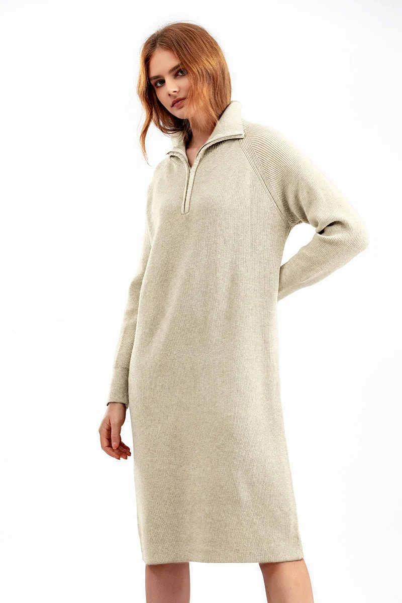 Zipper Pullover Sweater Dress - Image 8
