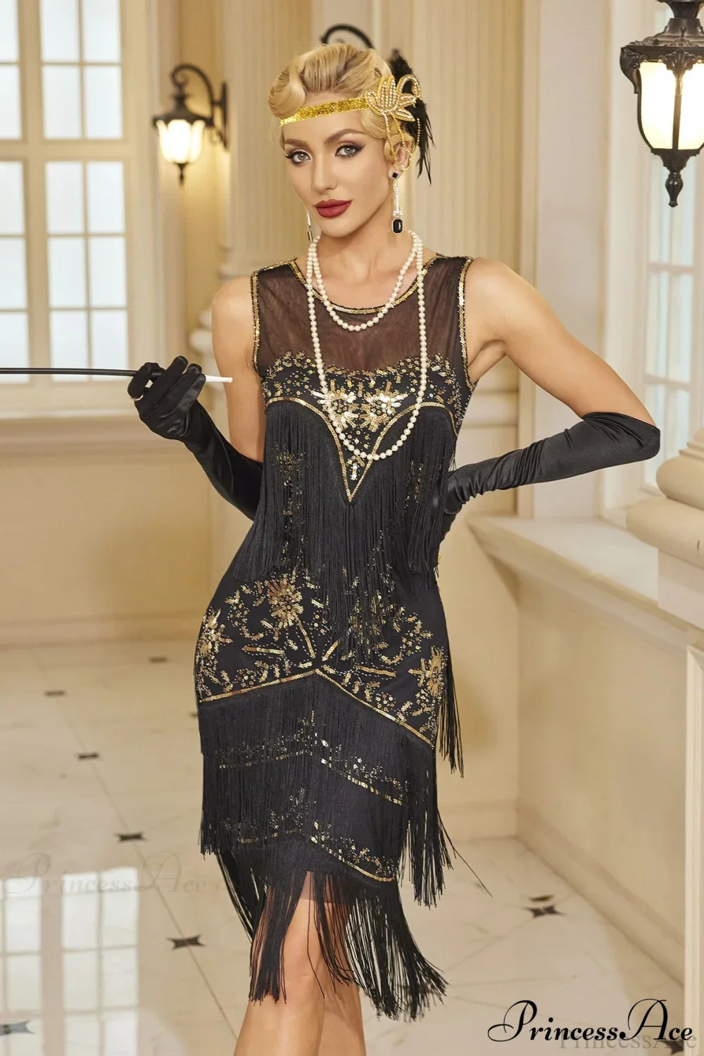 Flapper Tassel Beaded Crew Neck Party Dress - Image 10
