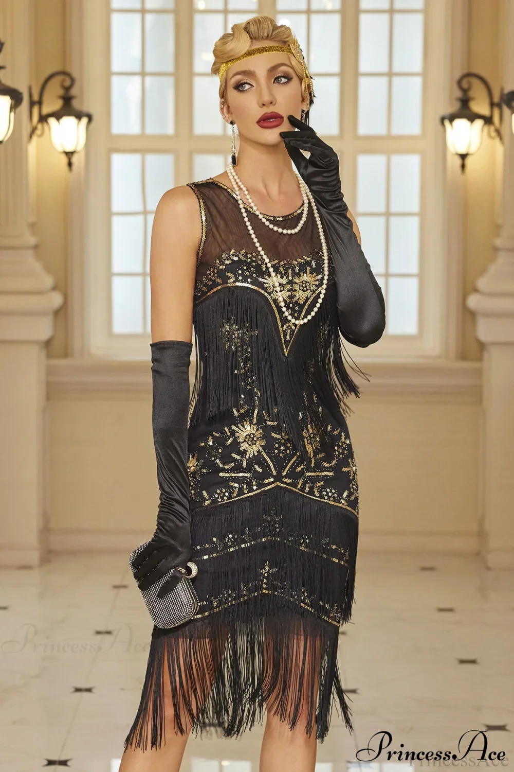 Flapper Tassel Beaded Crew Neck Party Dress - Image 9