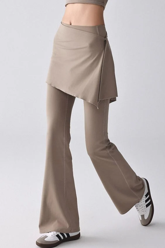 Flared High-Rise Fleece Lined Skirted Leggings - Image 4