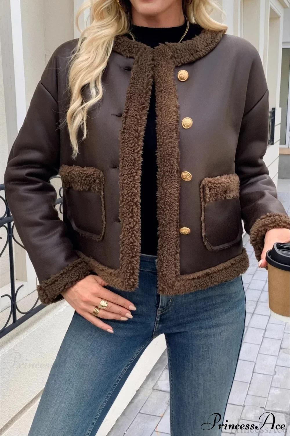 Fleece Collar Warm Fashion Casual Coat - Image 2