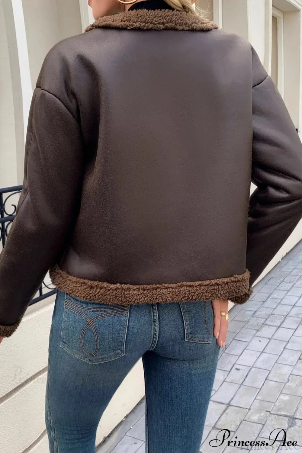 Fleece Collar Warm Fashion Casual Coat - Image 4