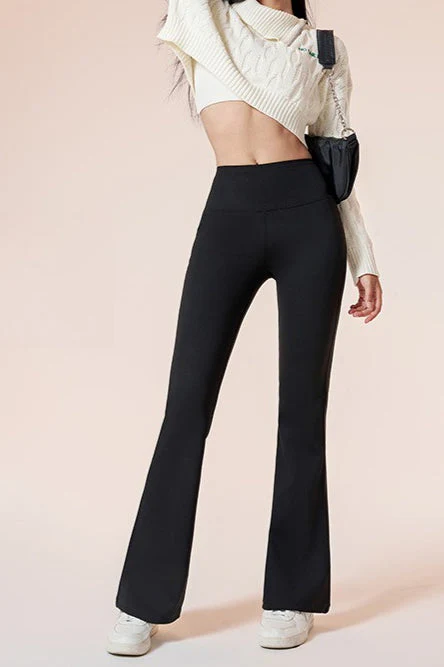 Fleece Lined High-Waisted Flared Yoga Sculpting Leggings - Image 3