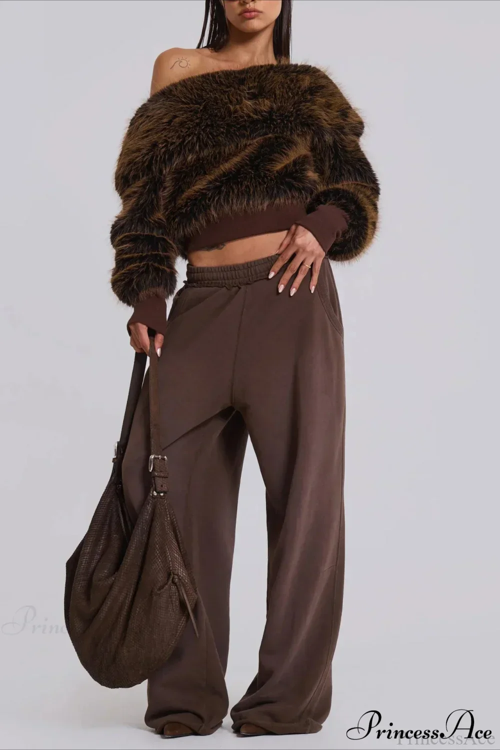 Fleece Sweatshirt Unique Design Crop Top - Image 3