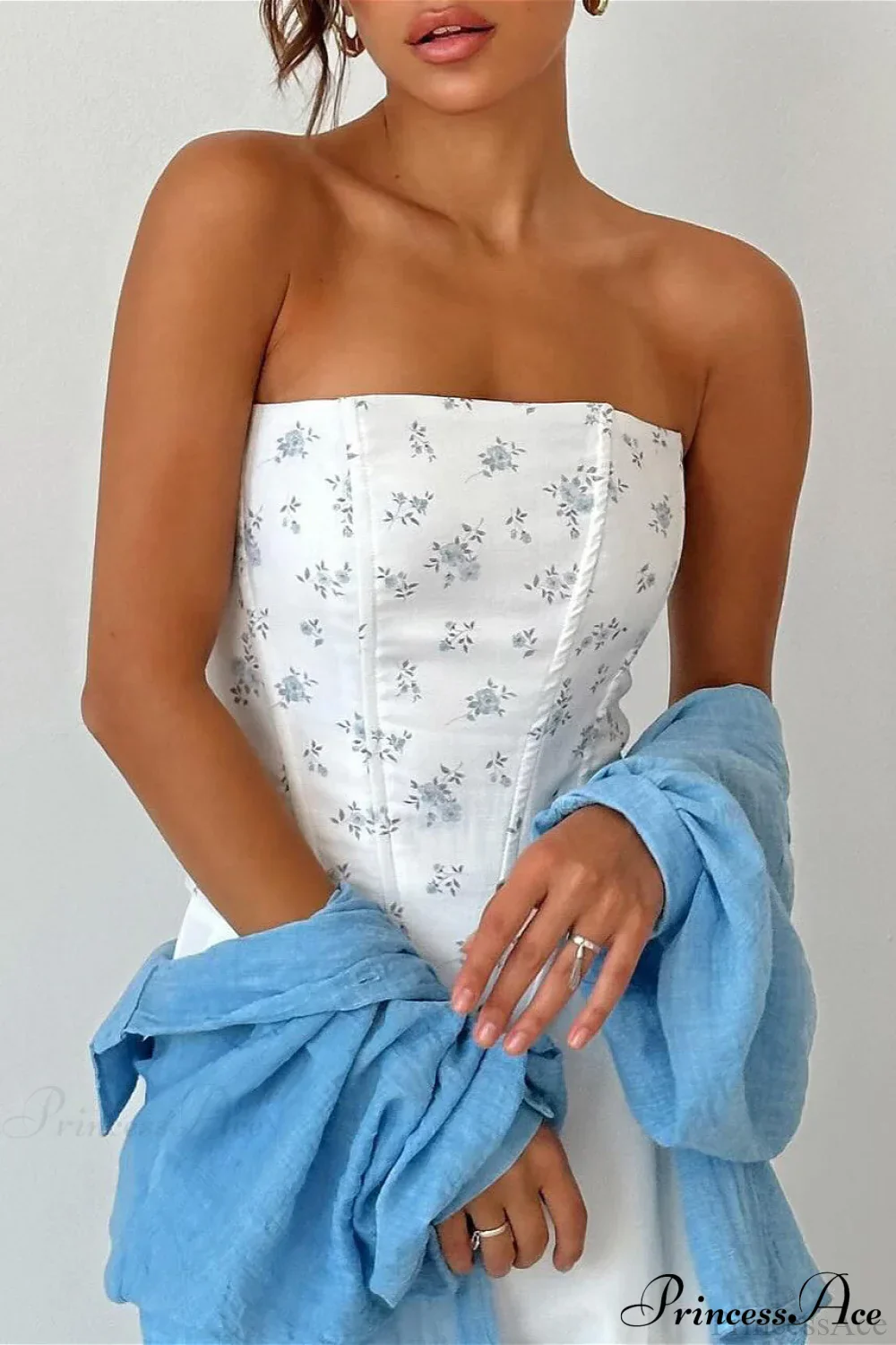 Floral Boned Back Tie Waist Cincher Corset - Image 3