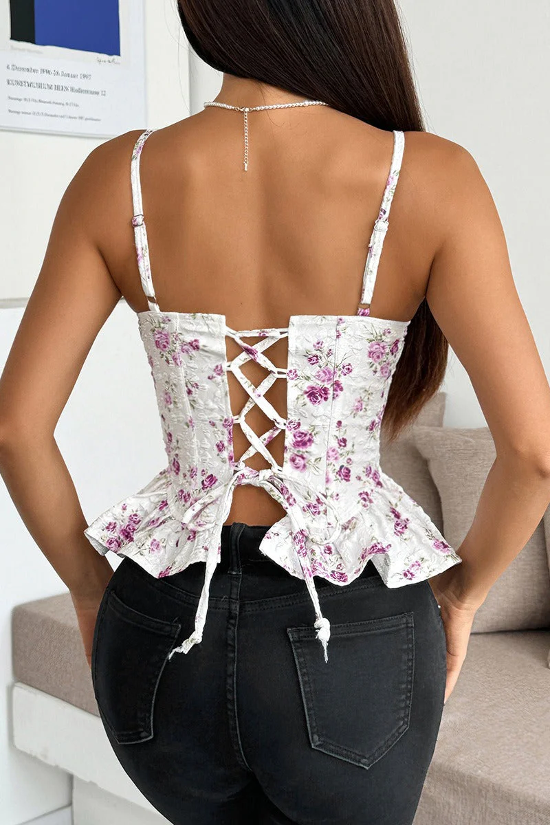 Floral Irregular Ruffle Tie Cami Top - Image 22
