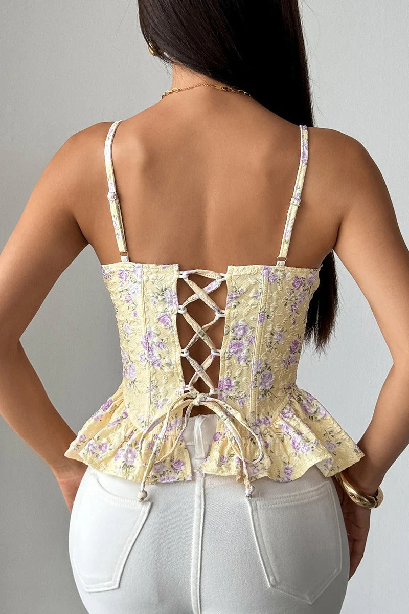 Floral Irregular Ruffle Tie Cami Top - Image 6