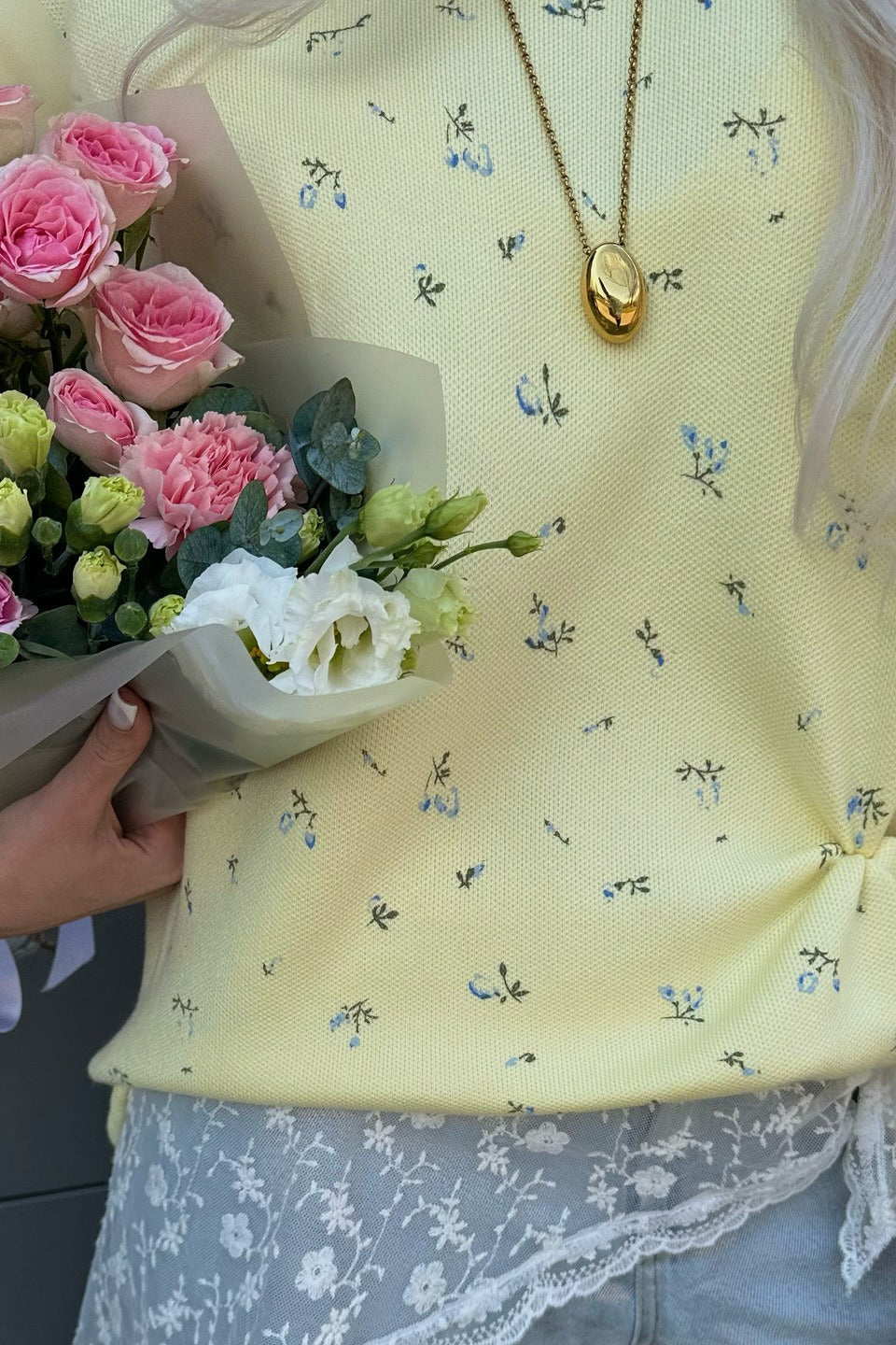 Floral Knit Loose Pullover Blouse - Image 3