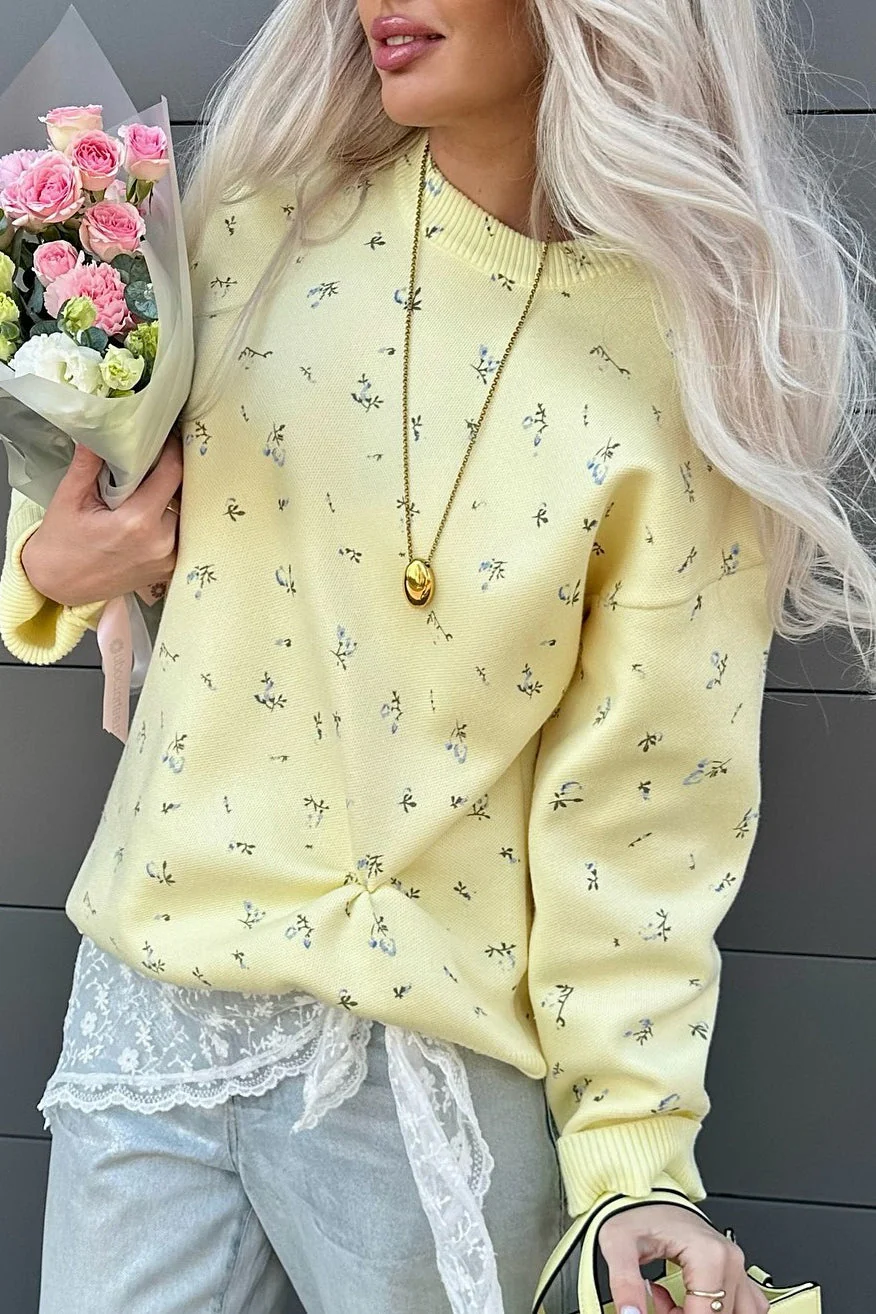 Floral Knit Loose Pullover Blouse - Image 4