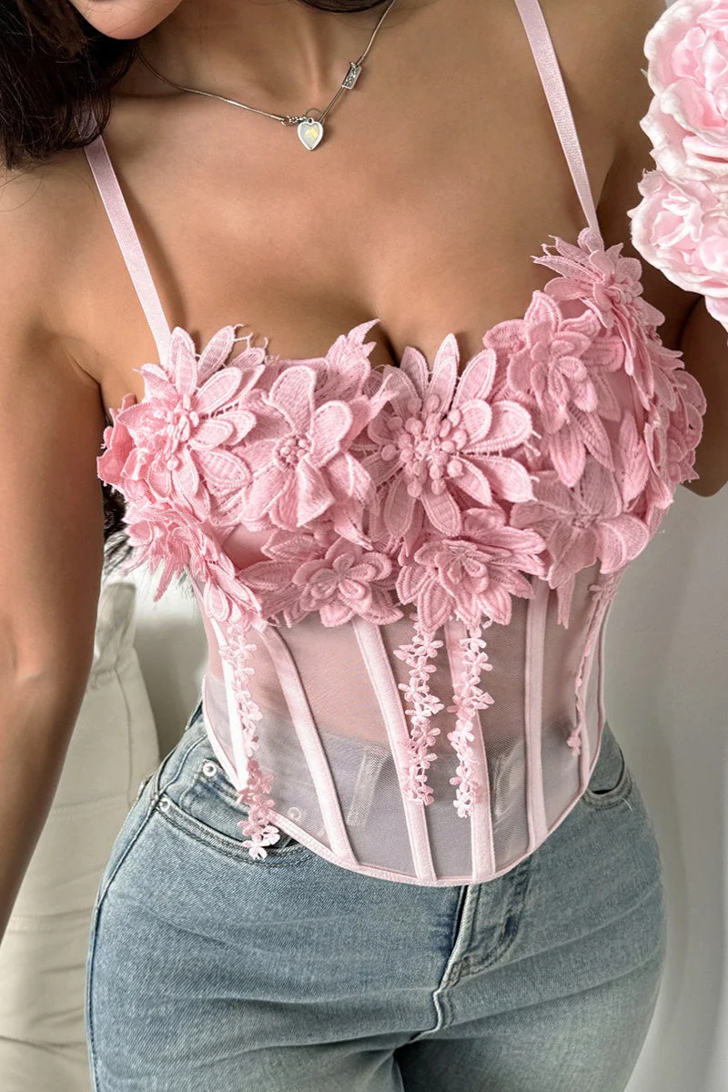 Floral Mesh Sexy Bustier Cami Top - Image 5