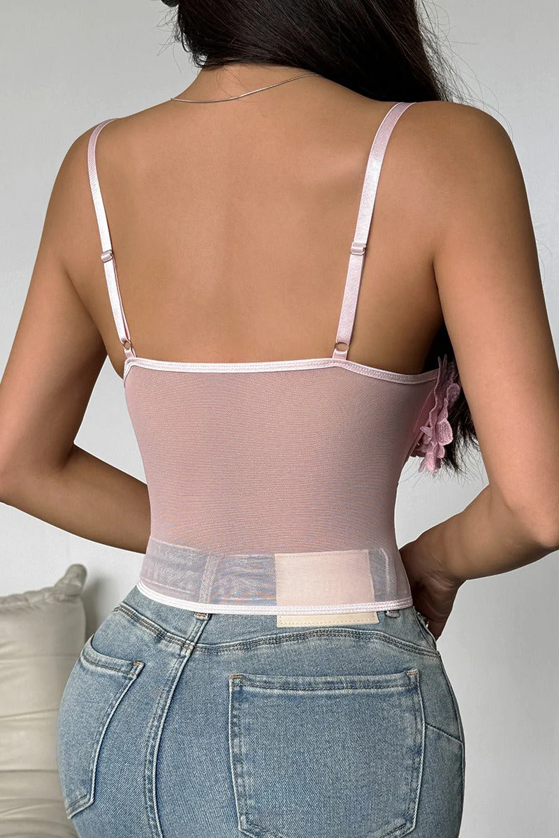 Floral Mesh Sexy Bustier Cami Top - Image 6