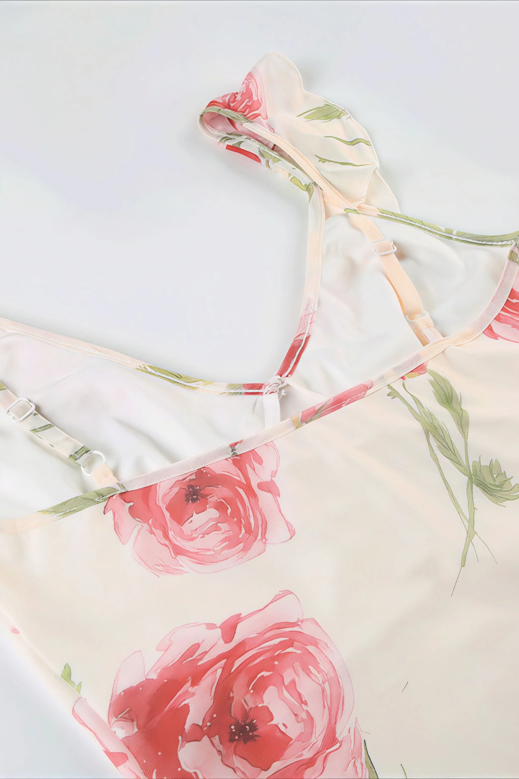 Floral Print Mesh V Neck Cami Midi Dress - Image 6
