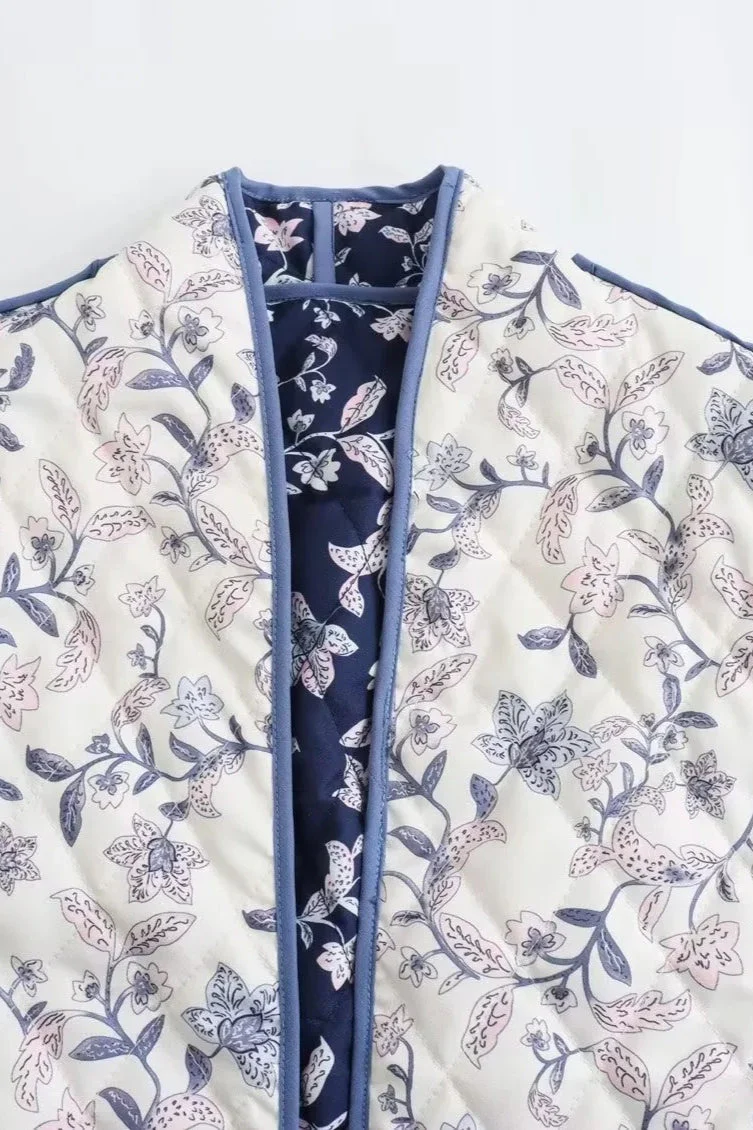 Floral Reversible Thick Padded Coat - Image 5