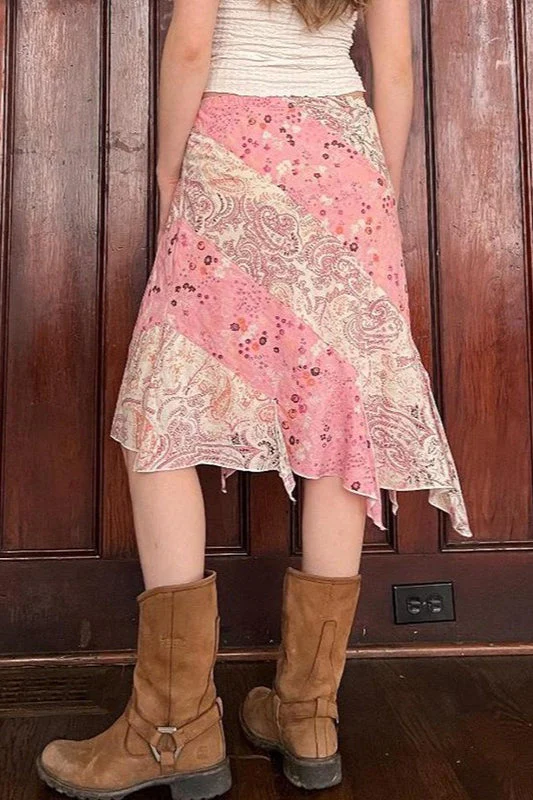 Floral Ruffle Asymmetric Midi Skirt - Image 5