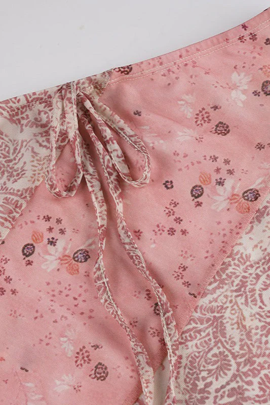 Floral Ruffle Asymmetric Midi Skirt - Image 6
