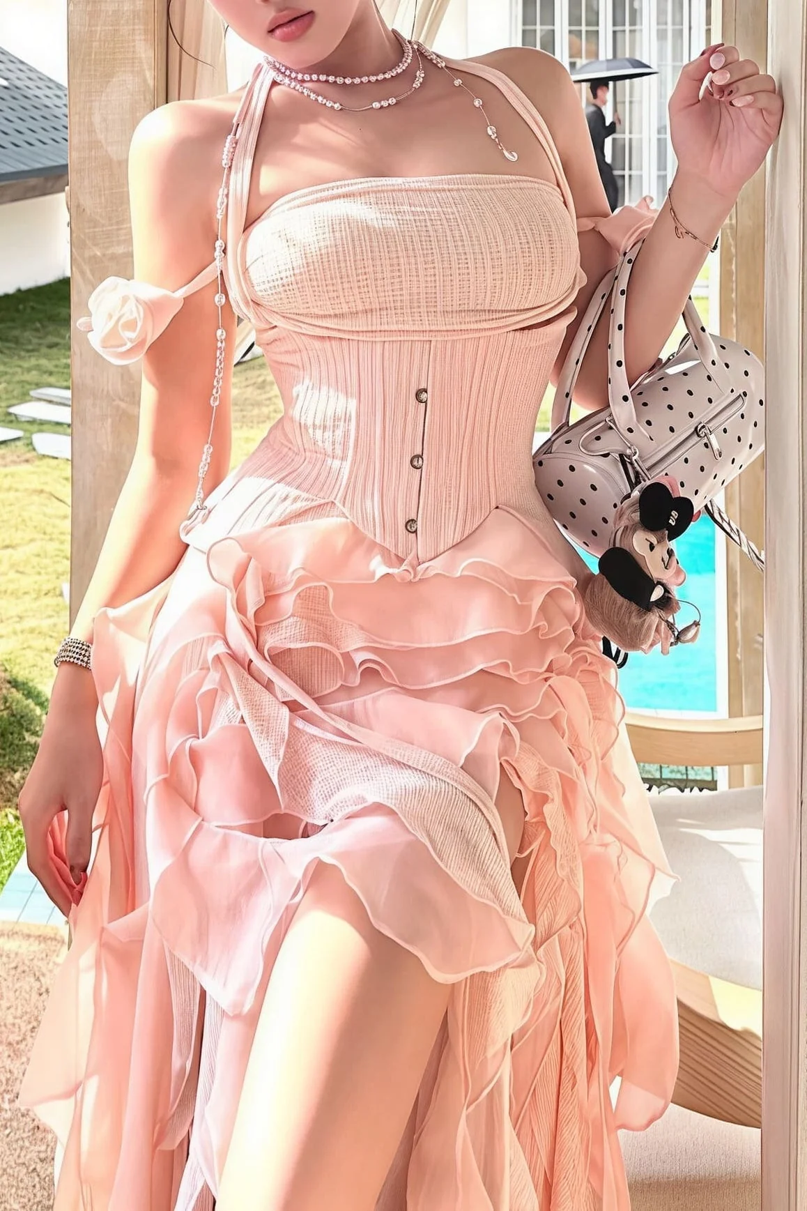 Flowy Halter Tassel Irregular Hem Mini Dress - Image 10