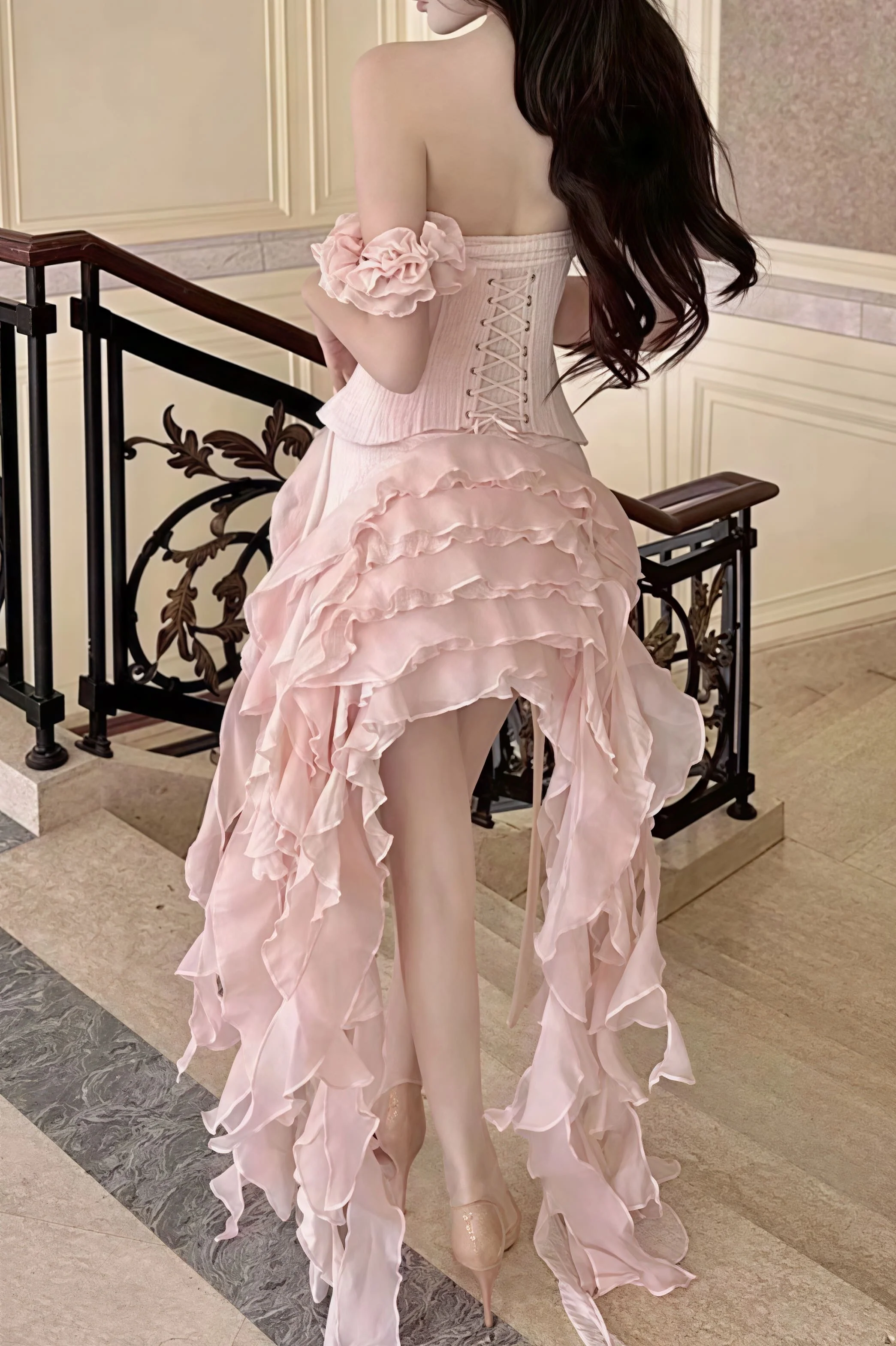 Flowy Halter Tassel Irregular Hem Mini Dress - Image 12