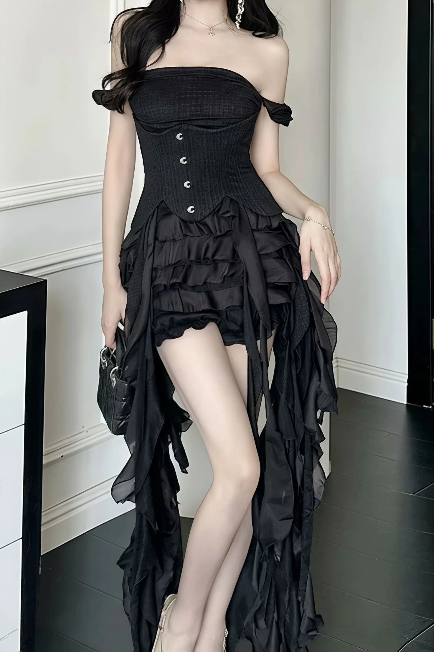 Flowy Halter Tassel Irregular Hem Mini Dress - Image 15