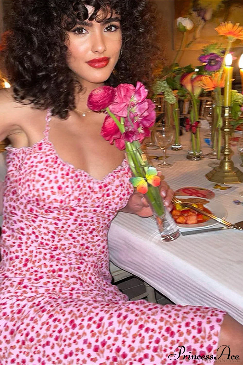 Flowy Spaghetti Strap Floral Dress - Image 4