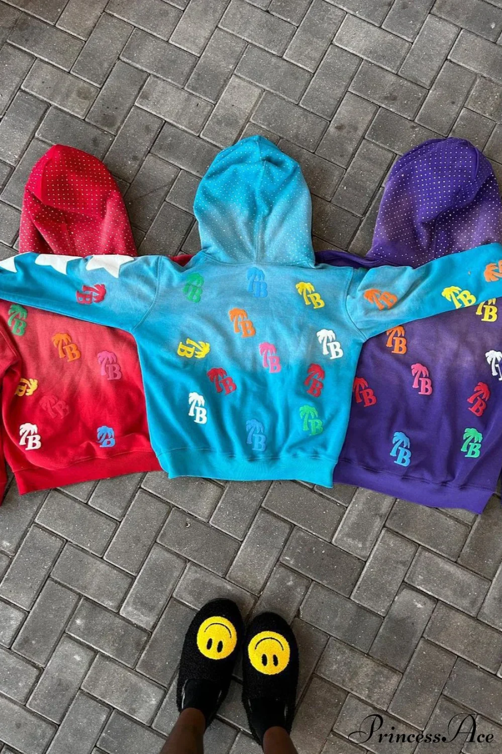 Foam Letter Print Hip-Hop Zip Hoodie - Image 10