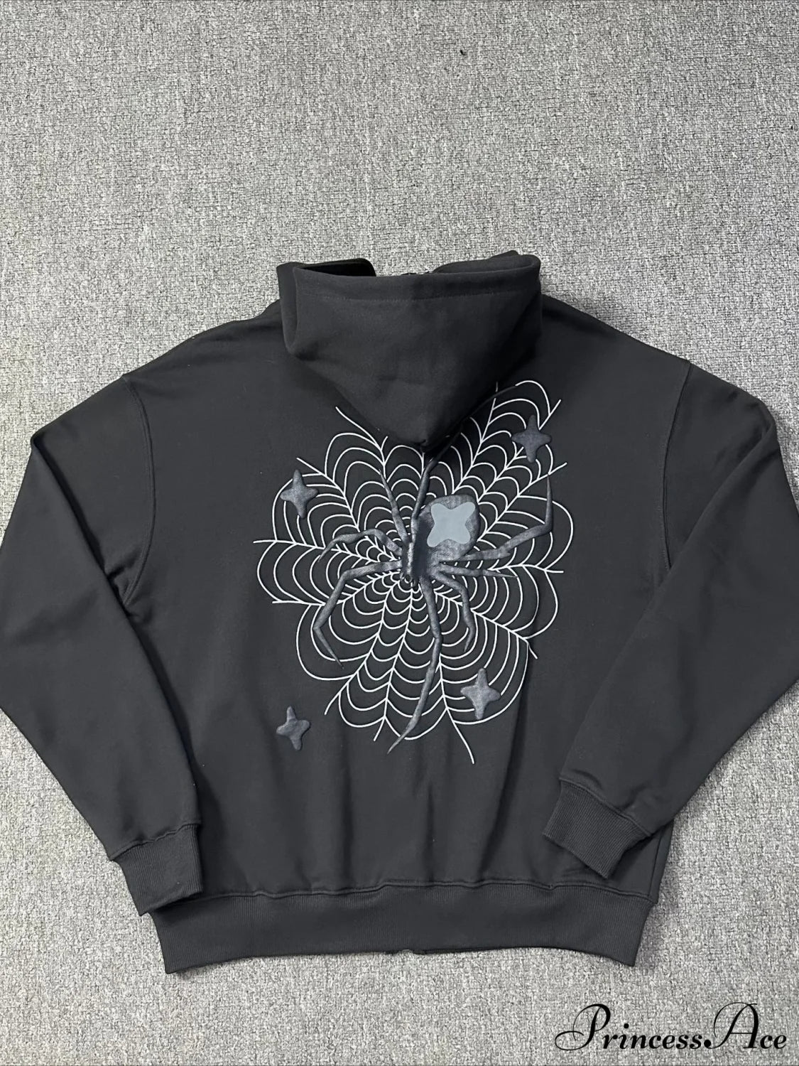Foam Spider Web Print Fleece Zip Hoodie - Image 2