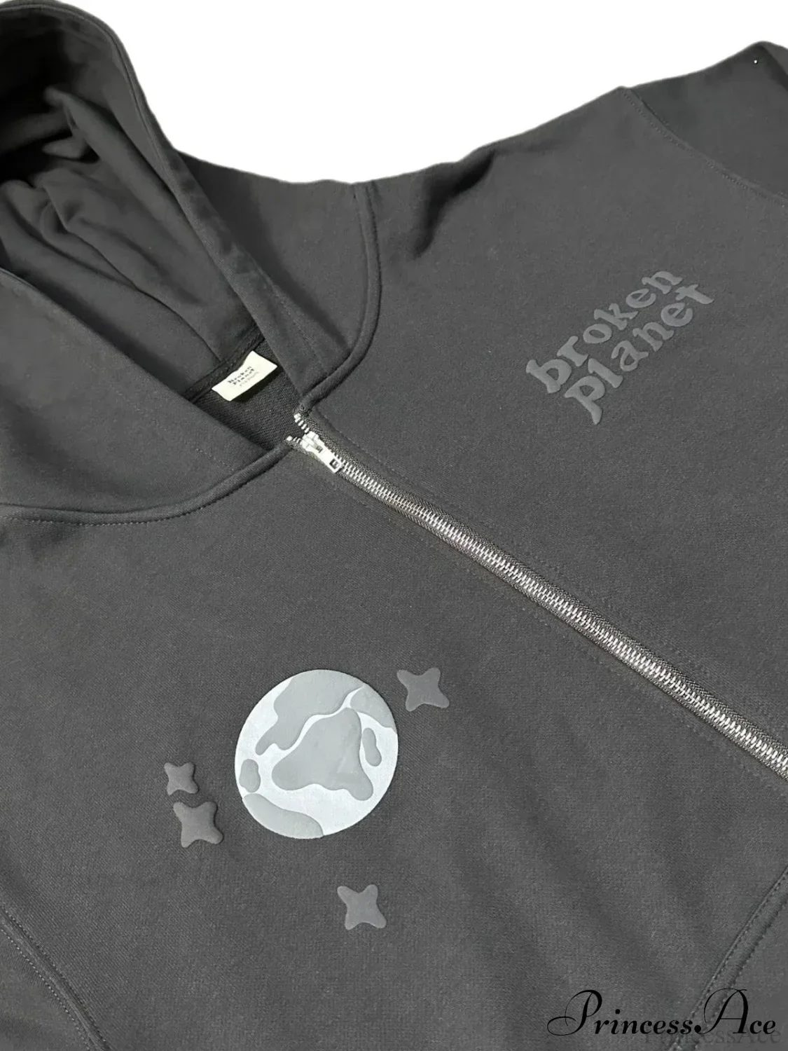 Foam Spider Web Print Fleece Zip Hoodie - Image 3