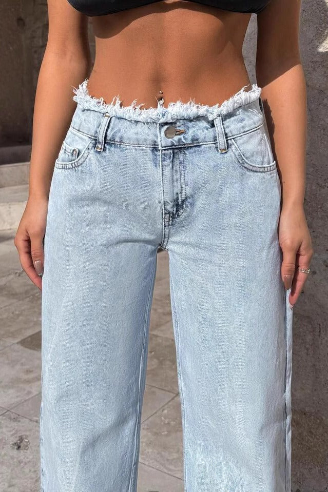 Frayed High Waist Loose Wide Leg Jeans - Image 5