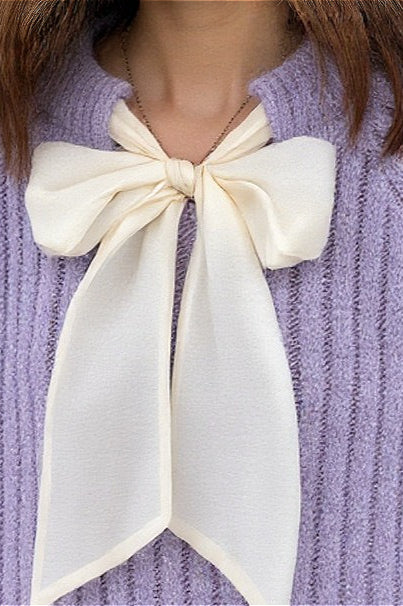 French-Style Bow Sequin Soft Luxe Lazy-Style Loose Knit Sweater - Image 5