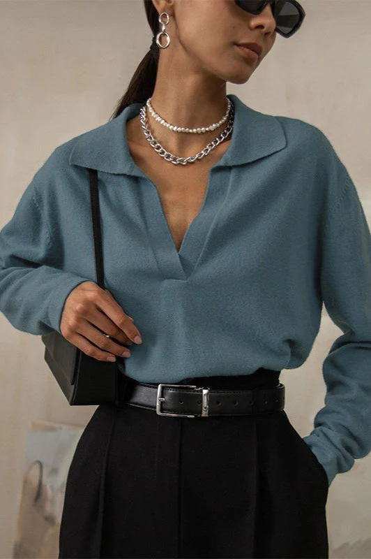 French-Style Lapel Knit Sweater - Image 10