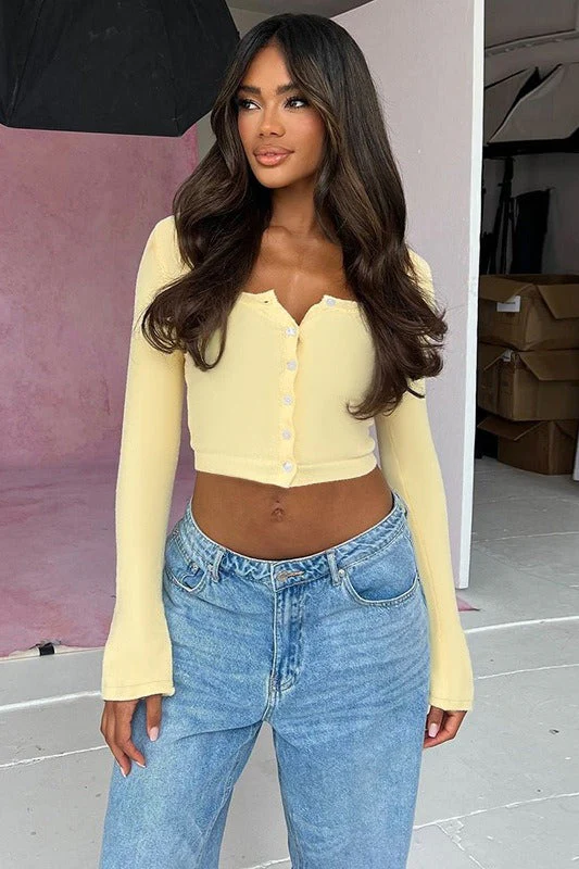 Fresh Knit Cropped Long Sleeve Blouse - Image 2
