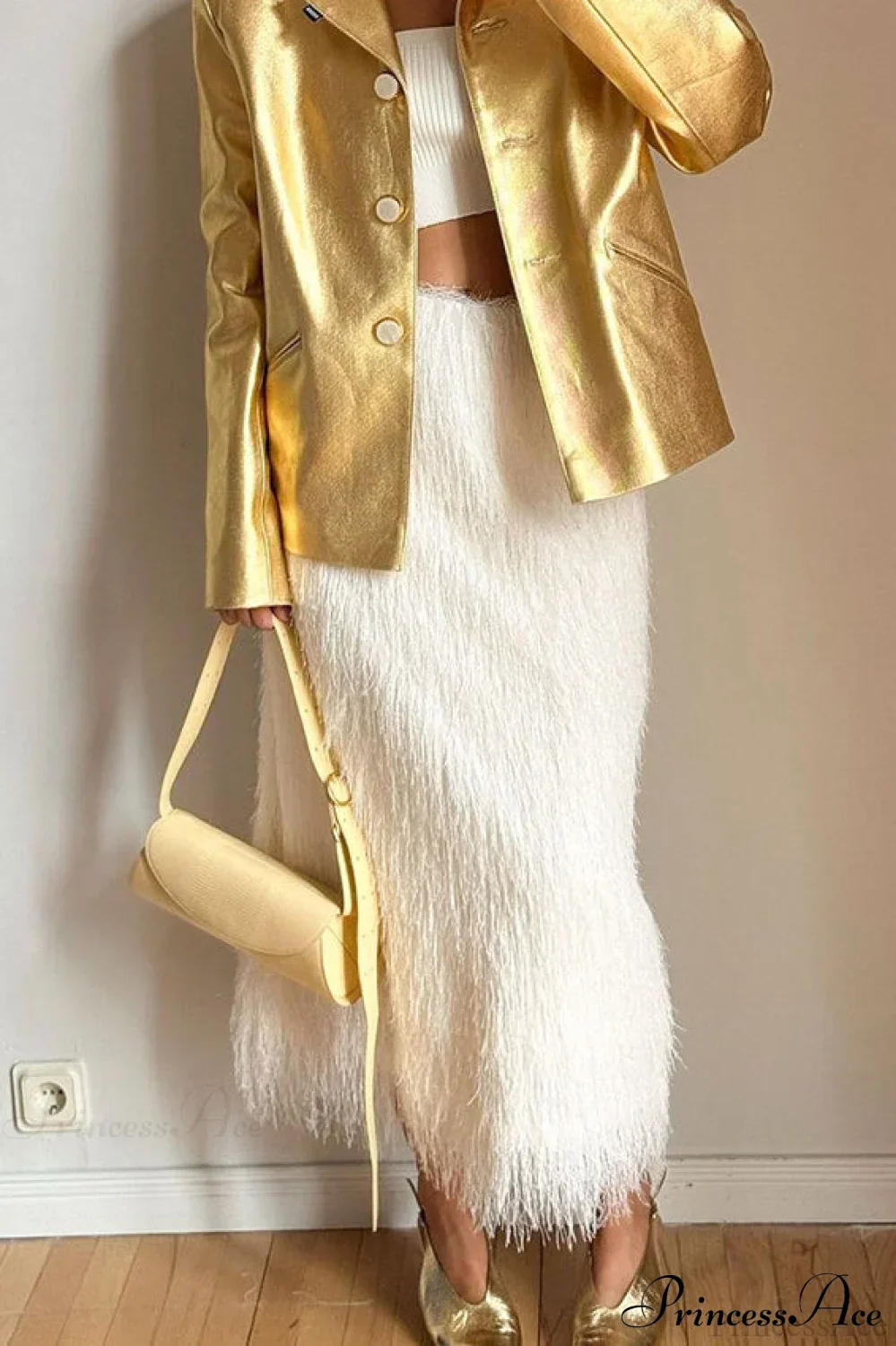 Fringe High Waist A-Line Midi Skirt - Image 3