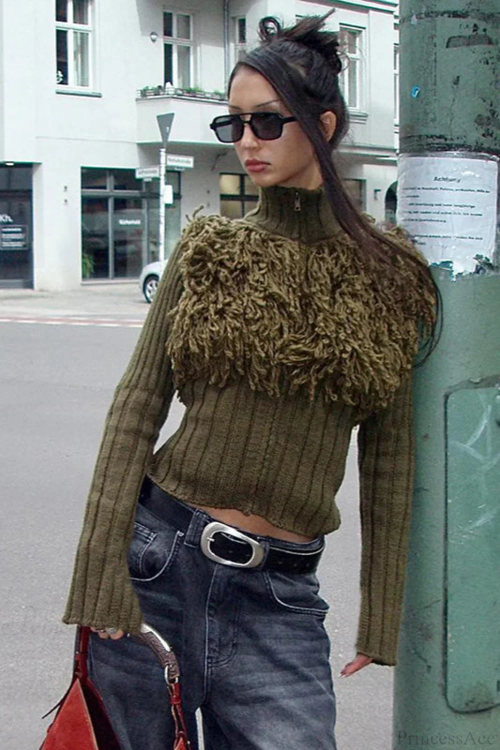Fringe Slim Pullover Knit Sweater - Image 2
