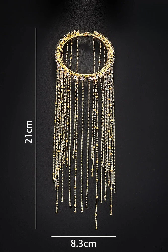 Full Rhinestone Copper Bead Tassel Bracelet - Image 6