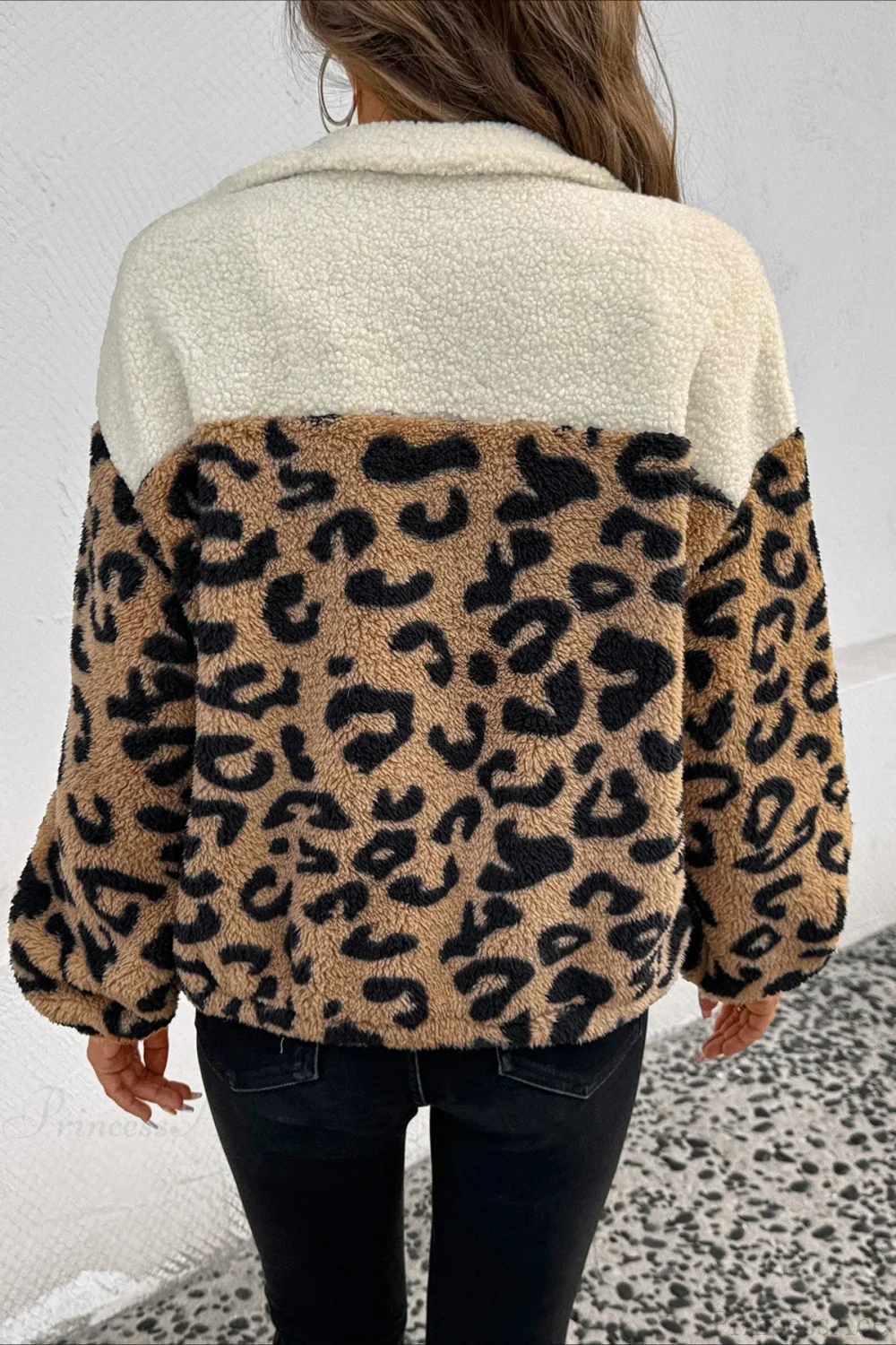 Furry Leopard Warm Turn-Down Collar Coat - Image 4