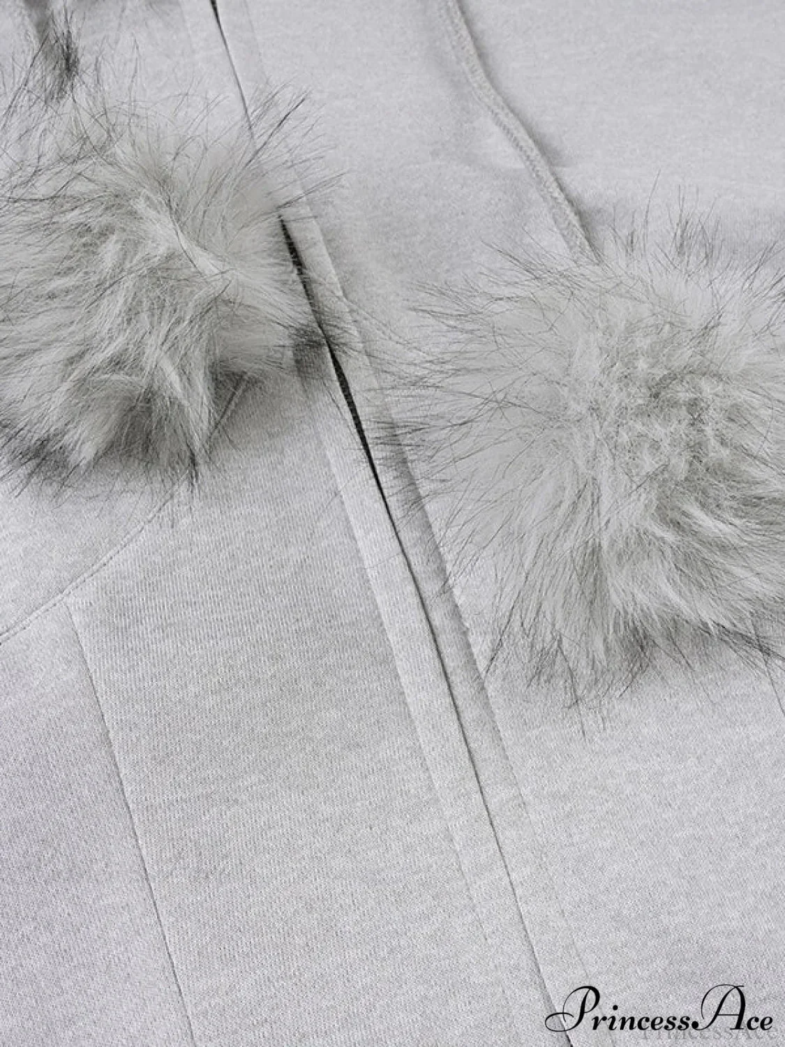 Fuzzy Collar Long Sleeve Cropped Waist-Tied Hoodie - Image 4