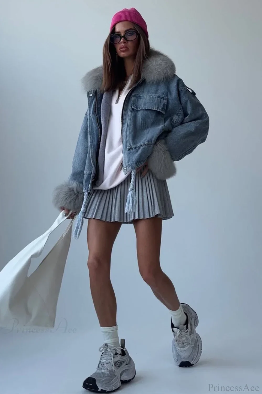 Fuzzy Denim Loose Street Large Pocket Jacket - Image 3