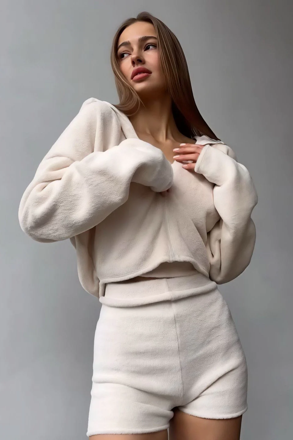 Fuzzy Solid Cardigan Tank Three Piece Set - Image 3