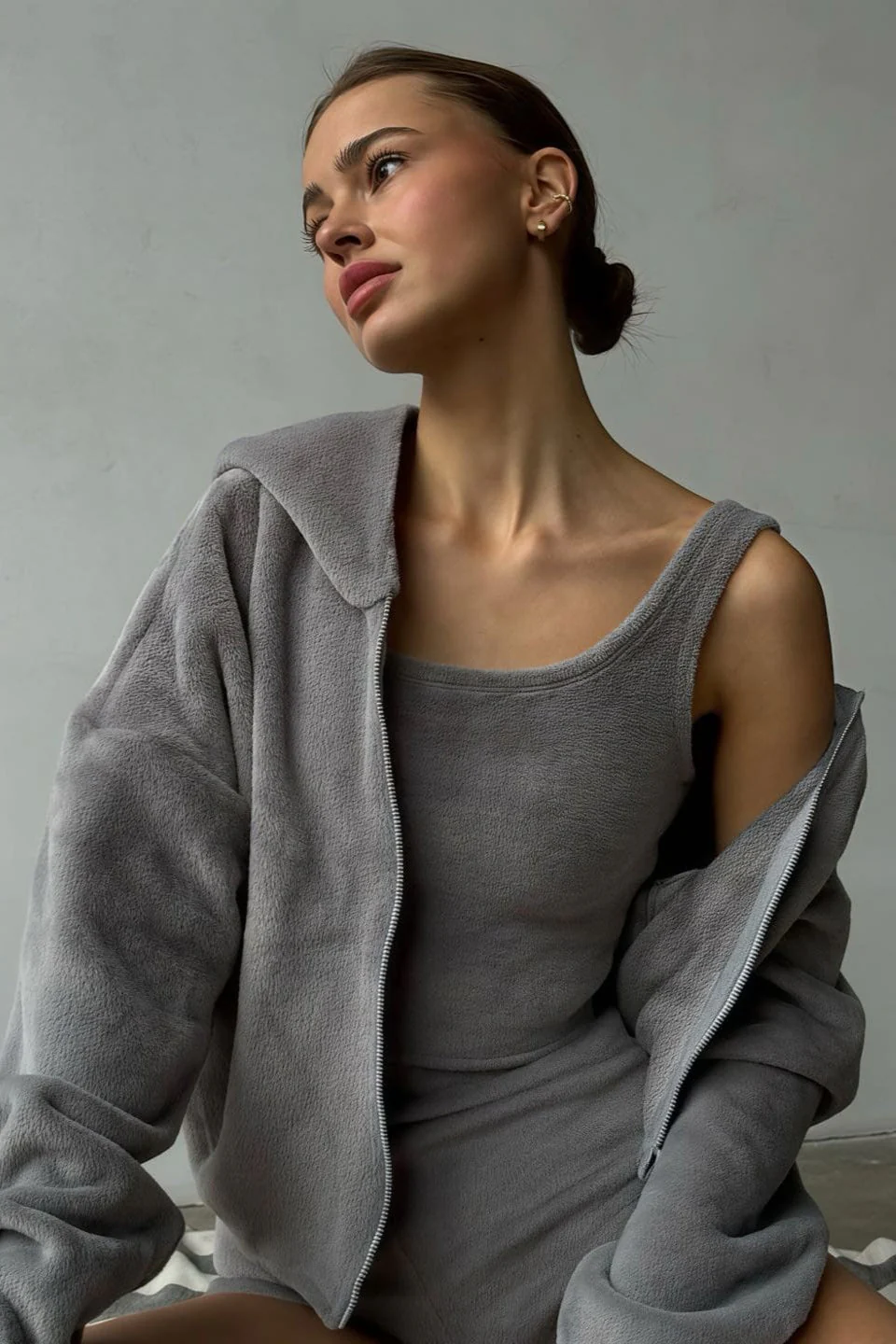 Fuzzy Solid Cardigan Tank Three Piece Set - Image 8