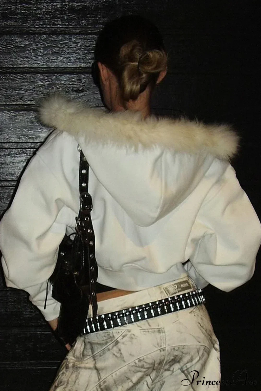 Fuzzy Solid Long Sleeve Zip-Up Hoodie - Image 3