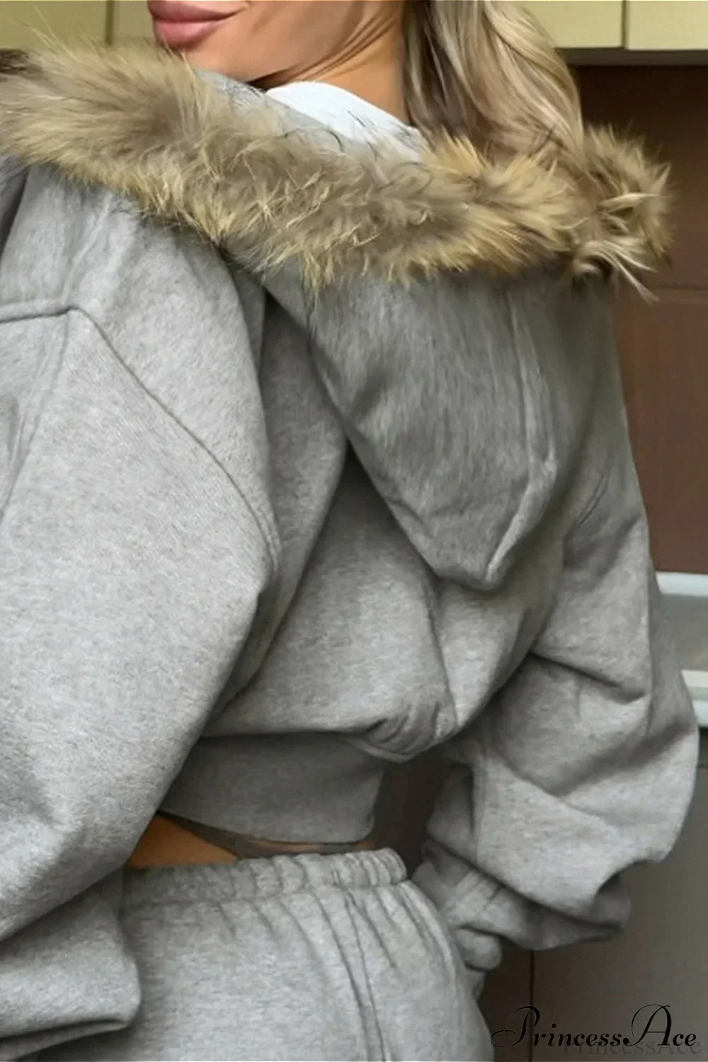 Fuzzy Solid Long Sleeve Zip-Up Hoodie - Image 5