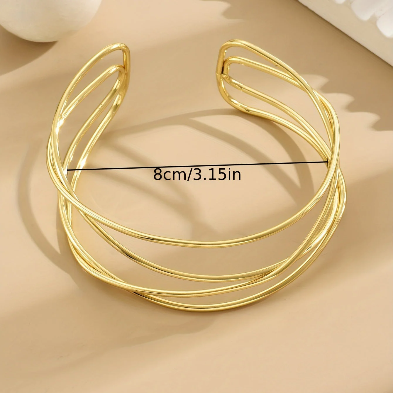 Geometric Hollow Minimalist Open Bracelet - Image 4
