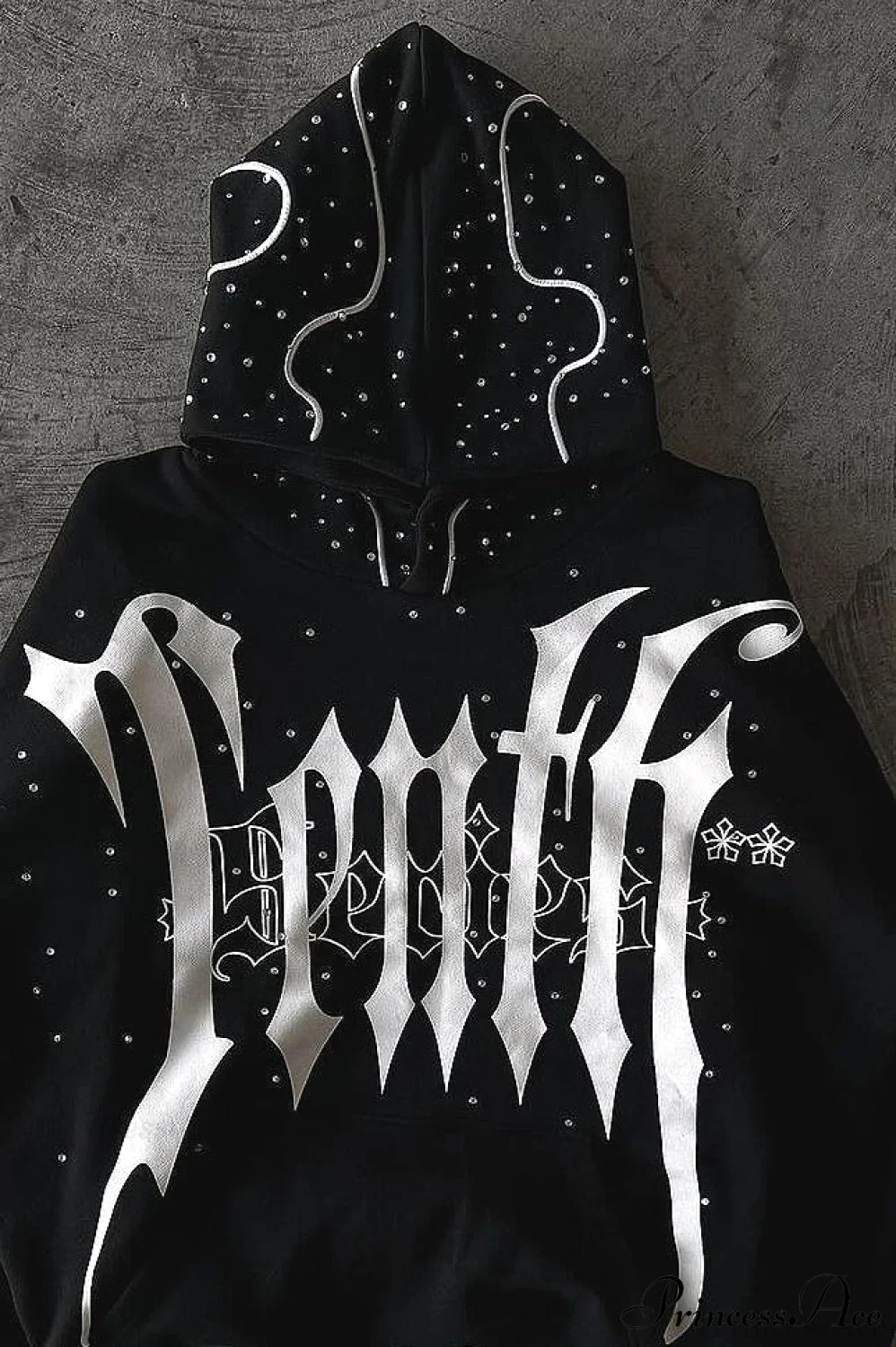 Goth Dark Letter Print Unisex Harajuku Oversized Hoodie - Image 3
