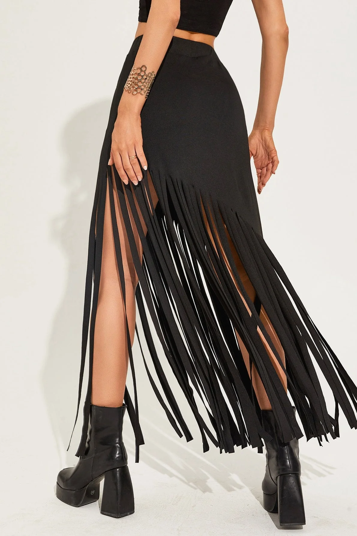 Goth Fringe Punk Mini Skirt - Image 2