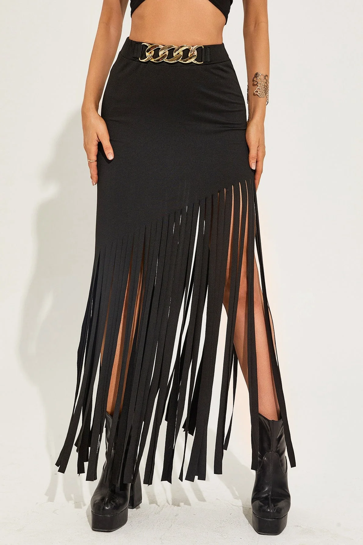 Goth Fringe Punk Mini Skirt - Image 3