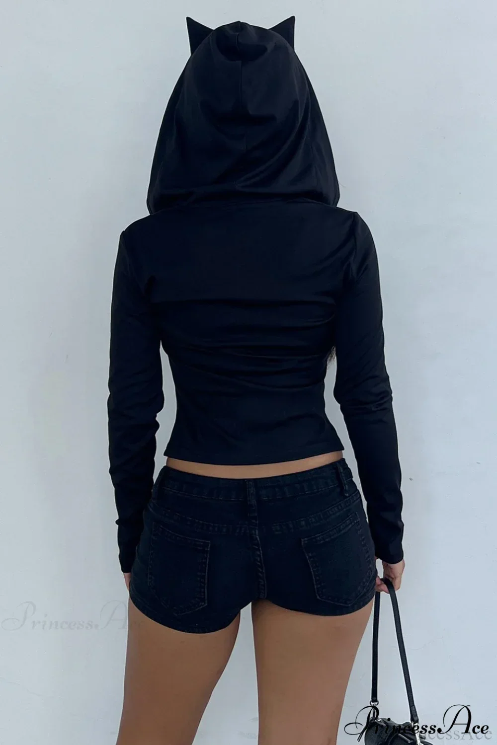 Goth Vibe Little Devil Y2K Slim Cropped Hoodie - Image 3