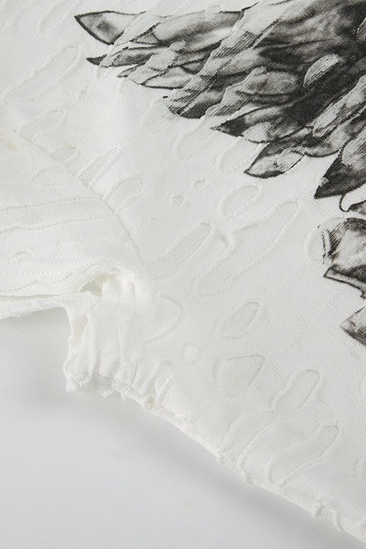 Gothic Dark Print Ripped Slim T-shirt - Image 6