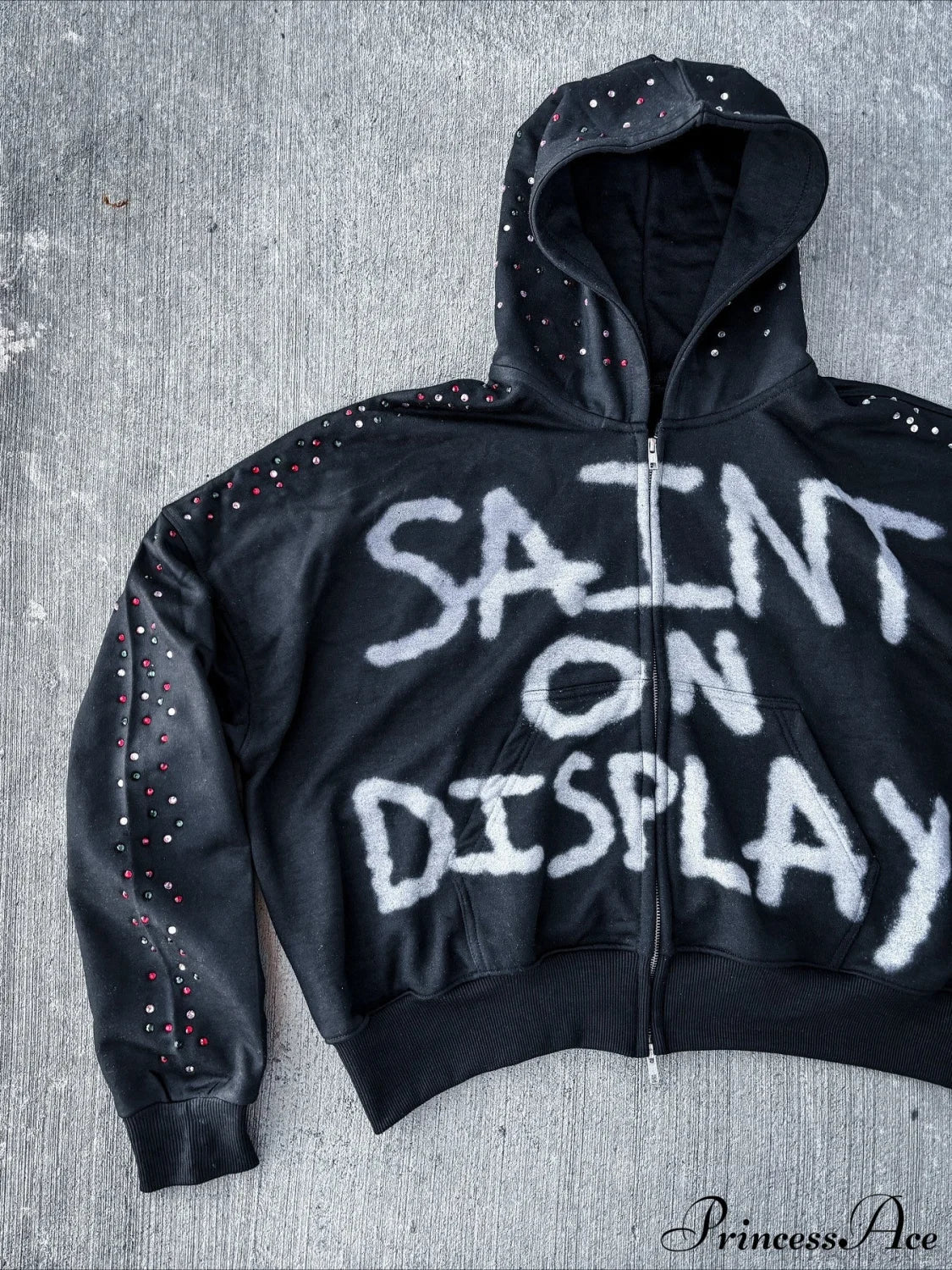 Gothic Rock Letter Print Hoodie - Image 2